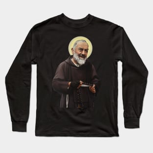 Padre Pio (transparent background design) Long Sleeve T-Shirt